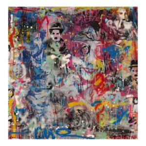 Cédric Bouteiller – Chaplin & Tiger Mixed Media Painting