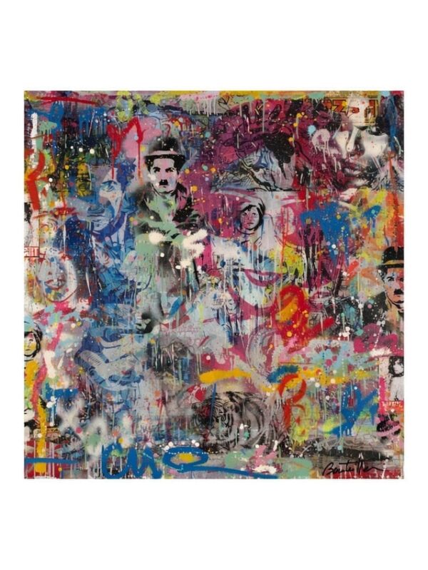 Cédric Bouteiller – Chaplin & Tiger Mixed Media Painting