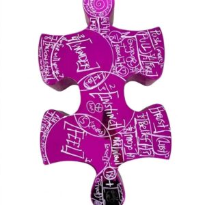 Brendan Murphy (American, B. 1971) "Boonji" Metallic Pink/Purple Chrome Puzzle Piece