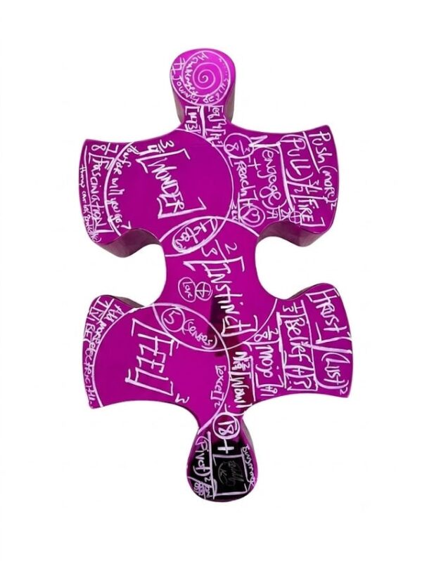 Brendan Murphy (American, B. 1971) "Boonji" Metallic Pink/Purple Chrome Puzzle Piece