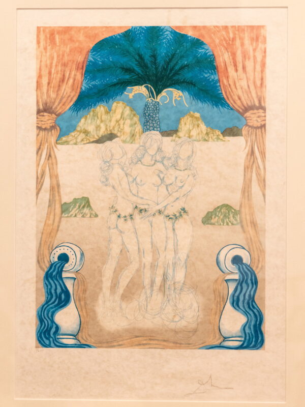 Salvador Dalí – The Three Graces of Hawaii (Color Lithograph, Signed, 1966)