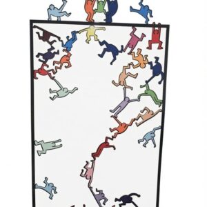 "Human Pyramid" By Krackov – Vibrant Pop Art Figural Wall Piece With Lightbulb Motif