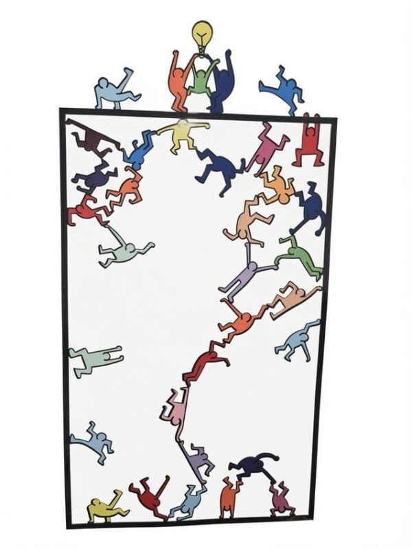 "Human Pyramid" By Krackov – Vibrant Pop Art Figural Wall Piece With Lightbulb Motif