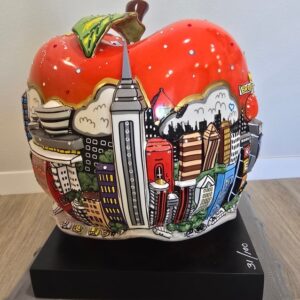 Charles Fazzino (B. 1955) "Pop Goes The Red Apple" Hand-Painted & Embellished Porcelain Sculpt