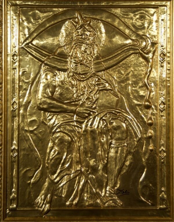 Salvador Dalí (1904–1989) Moses and Monotheism, Gilt Metal Bas-Relief after Michelangelo