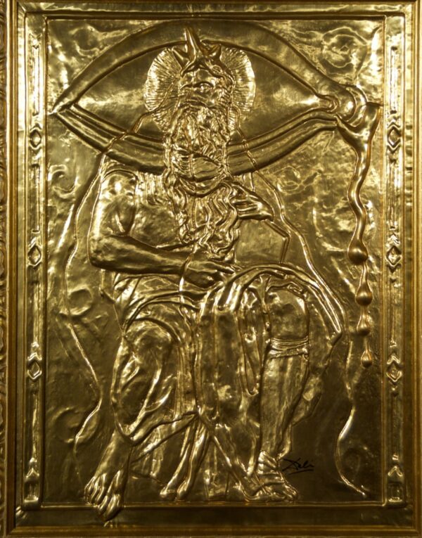 Salvador Dalí (1904–1989) Moses and Monotheism, Gilt Metal Bas-Relief after Michelangelo