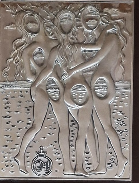Salvador Dalí (1904–1989) Les Trois Grâces / The Three Graces, Sterling Silver 925 Bas-Relief