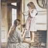 Jim Daly (b. 1940) Dressing Up, Photorealistic Watercolor & Gouache of Mother and Child