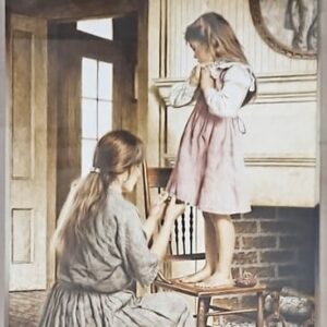 Jim Daly (b. 1940) Dressing Up, Photorealistic Watercolor & Gouache of Mother and Child