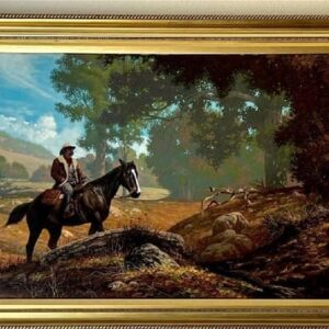 Jim Daly (b. 1940) US Marshal, Large Original Oil on Canvas, Western Landscape with Mounted Figure