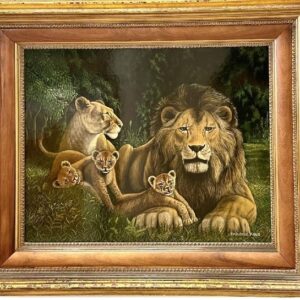 Kazuhiro Kono "Kings of the Jungle" Original Oil Painting on Canvas, Signed