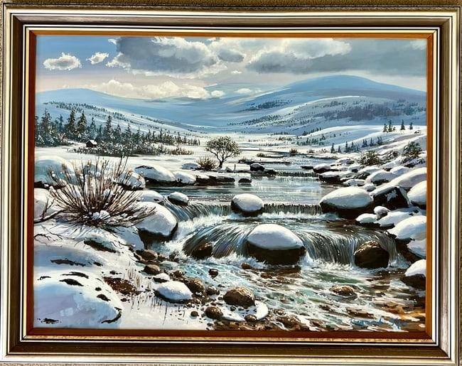 Raymond Sipos "Spring Thaw - New Hampshire" Original Oil Painting on Board, Signed