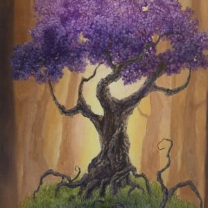 Tom DiGiacco Original Oil Painting "Purple Majesty" – Vibrant Tree Landscape 14x11