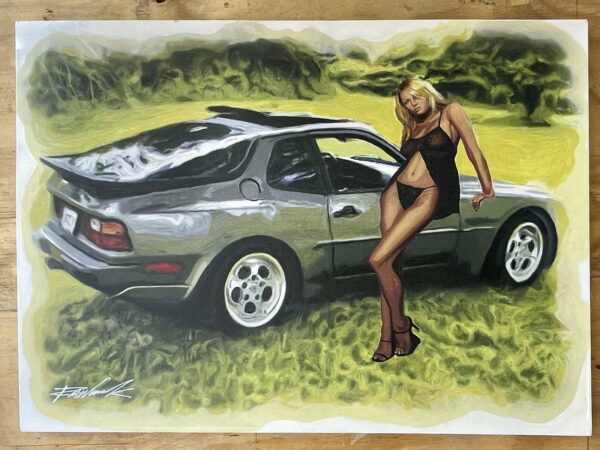 Blonde with Gray Porsche